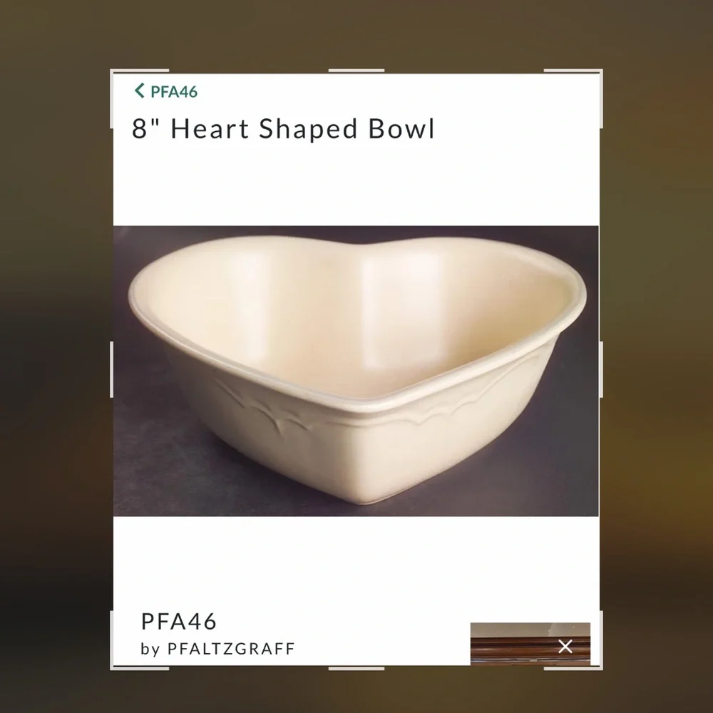 Pflatzgraff Vintage White Heart shaped bowl 8” PFA46